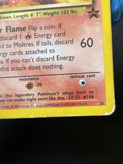Moltres Black Star Promo 21 Vintage 1999 Pokemon TCG Card WOTC - Image 5