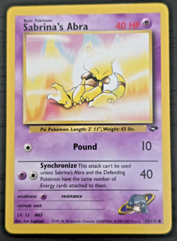 Sabrina's Abra 93/132 Gym Challenge Common Pokemon TCG - Image 1