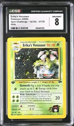 Erika's Venusaur 1st Edition 4/132 Gym Challenge Holo Pokemon CGC 8 NM-MINT - Image 1