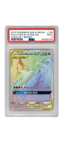POKEMON S&M Team Up LATIAS & LATIOS GX 190/181 Secret Rare PSA 9 MINT - Image 1