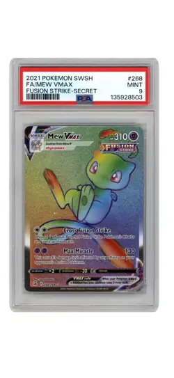 2021 Pokemon Mew VMAX Secret Rare 268/264 Swsh08: Fusion Strike PSA 9 Full Art - Image 1