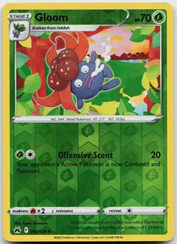 Gloom 002/159 Uncommon Crown Zenith Pokemon Reverse Holo Near Mint - Image 1