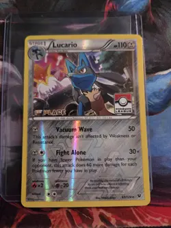 Pokemon Lucario #63/124 Reverse Holo Pokemon League 1st Place Stamp LP/MP WOW - Image 1