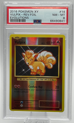 2016 POKEMON XY EVOLUTIONS #14 VULPIX REVERSE FOIL PSA 8 NM-MT - Image 1
