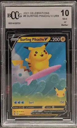 2021 Pokemon Celebrations - Surfing Pikachu V #008 - BCCG 10 - Image 1