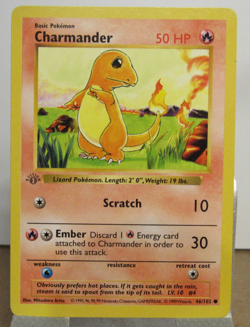 Pokemon Cards Charmander 1st Edition Base Set Shadowless Gray/Grey Stamp 46/102 - Image 1