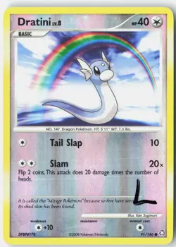 Dratini 91/146 Common Legends Awakened Pokemon Reverse Holo Lightly Played - Image 1