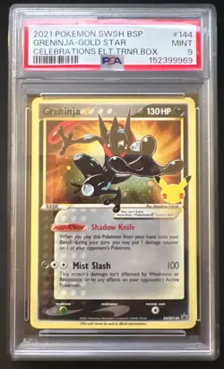 2021 POKEMON SWSH BLACK STAR PROMO #144 GRENINJA-GOLD STAR PSA 9 - Image 1