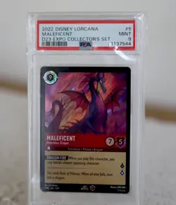 👀2022 Disney Lorcana Maleficent -Monstrous Dragon #5 D23 Expo Foil PSA 9 🔥🔥 - Image 1