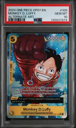2024 ONE PIECE OP07-500 YEARS IN THE FUTURE ALTERNATE ART MONKEY D. LUFFY PSA 10 - Image 1