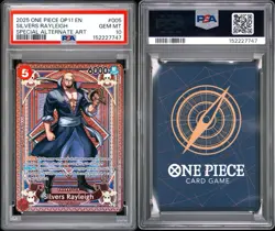 2025 ONE PIECE OP11 #005 FIST OF DIVINE SPEED SILVERS RAYLEIGH SP ALT ART PSA 10 - Image 3