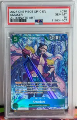 2025 ONE PIECE OP10-ROYAL BLOOD ALTERNATE ART #030 SMOKER PSA 10 - Image 1