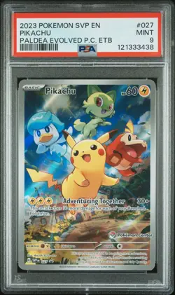2023 Paldea Evolved Pokemon Center Etb Pikachu Promo Card 027 PSA 9 Mint - Image 1