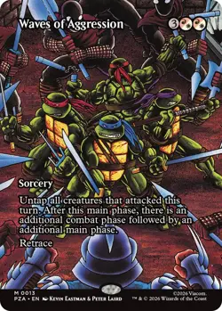MTG Waves of Aggression - Foil - Borderless, NM-Mint, English Teenage Mutant Nin - Image 1