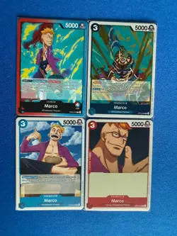 Marco One Piece TCG 4-card lot OP08 Leader+OP10 Rare+OP01/OP09 Common - PWE - Image 1