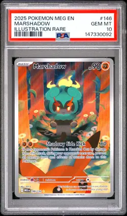2025 POKEMON MEG EN-MEGA EVOLUTION ILLUSTRATION RARE #146 MARSHADOW PSA 10 - Image 1