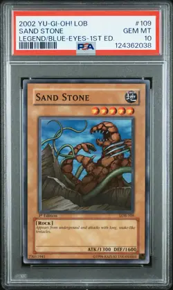 2002 YU-GI-OH! LOB-LEGEND OF BLUE EYES WHITE DRAGON 1ST ED SAND STONE PSA 10 - Image 1