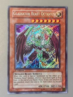 yugioh Gladiator Beast Octavius GLAS-EN000 Secret LEAK 1st Ed NM - Image 3