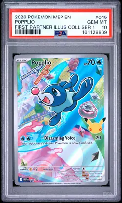 2026 POKEMON MEP EN-ME BLACK STAR PROMO #045 POPPLIO PSA 10 - Image 1