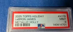 2025 Topps Holiday H119 Lebron James Metallic Holly SSP PSA 9 Pop 1 - Image 4