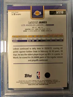 2025 Topps Holiday H119 Lebron James Metallic Holly SSP PSA 9 Pop 1 - Image 5