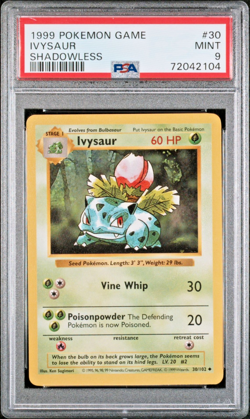 1999 POKEMON GAME 30 IVYSAUR SHADOWLESS PSA 9 MINT - Image 1