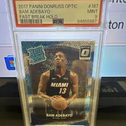 2017-18 Panini Donruss Optic Bam Adebayo Rated Rookie Fast Break Holo #187 PSA 9 - Image 1