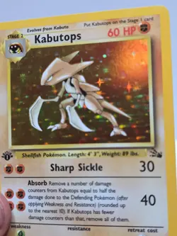 🔥 Kabutops 1st Edition Holo 9/62 Fossil WotC Vintage *DOUBLE SWIRL + TEXT ERROR - Image 5