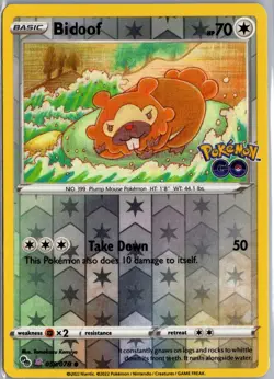 Bidoof 059/078 Common Pokemon GO Pokemon Reverse Holo Lightly Played - Image 1