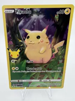 Pokemon TCG 2021 Celebrations Pikachu Holo Rare Card 005/025 Full Art Card NM - Image 1