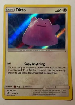 Ditto 17/18 Ultra Rare Detective Pikachu Pokemon Holo LP - Image 1