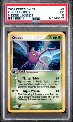 2004 POKEMON EX HIDDEN LEGENDS #3 CROBAT-HOLO PSA 5 - Image 1