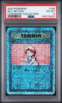 2002 POKEMON LEGENDARY COLLECTION #108 BILL-REVERSE FOIL PSA 6 - Image 1