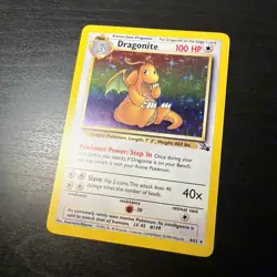 Pokemon TCG Dragonite Fossil 19/62 Holo Unlimited Rare Card MP 1999 WOTC - Image 1