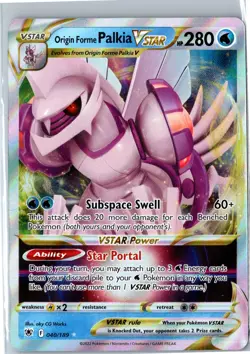 Pokemon 2022 Origin Forme Palkia VSTAR Ultra Rare Holo SWSH10 040/189 NM - Image 1