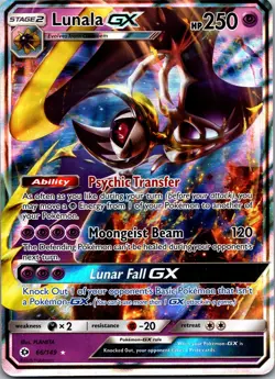 Lunala GX 66/149 Ultra Rare Sun & Moon Base Set Pokemon Card NM - Image 1