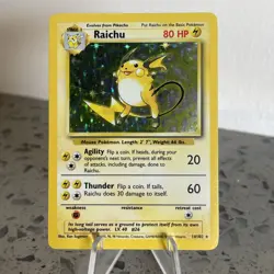 Raichu 14/102 Base Set Holo Rare Vintage 1999 Pokemon Card Unlimited NM/LP WOTC - Image 1