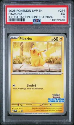 Pokemon Pikachu SVP214 Illustration Contest 2024 Promo Graded PSA 5 - Image 1