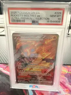 Team Rocket's Moltres EX 229/182 Stamped Ultra-Premium Coll. Pokemon PSA 10 - Image 1
