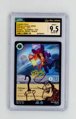 Disney Lorcana D23 Captain Hook Promo 7/P1 - CGC 9.5 AUTO 10 Marcel Berg Doodle - Image 1
