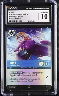 2025 Disney Lorcana Fabled Anna CGC 10 #218/204 - Image 1