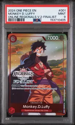 2024 One Piece Online Regionals V2 Finalist Monkey D Luffy #P-001 PSA 9 English - Image 1
