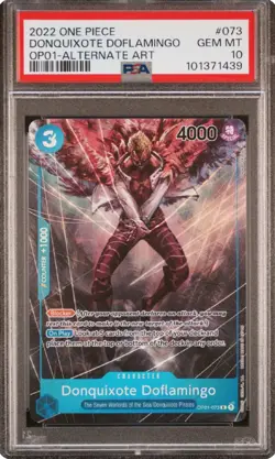 One Piece DONQUIXOTE DOFLAMINGO Alt Art OP01-073 Romance Dawn PSA 10 Free Ship - Image 1