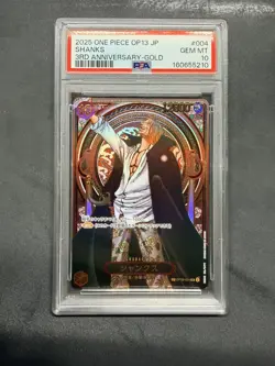 PSA 10 Shanks One Piece 3rd Anniversary Gold #004 2025 OP13 Japanese GEM MINT - Image 1