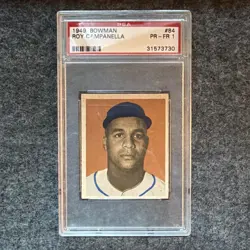 1949 BOWMAN #84 ROY CAMPANELLA PSA 1 Rookie Baseball Card - Image 1