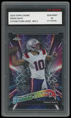 Drake Maye 2024 Topps Chrome Future Stars Lazer Rookie Card 1st Graded 10 - Image 1