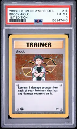 Brock 015/132 Gym Heroes Holo 1st Edition PSA 6 New Cert - Image 1