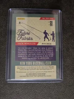 2013 PANINI AMERICA'S PASTIME FUTURE FABRICS GOLD ZACK WHEELER RC #01/10 METS - Image 2