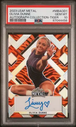 Olivia Livvy Dunne 2023 Leaf Metal Tiger Autograph On Card Auto /25 PSA 10 - Image 1