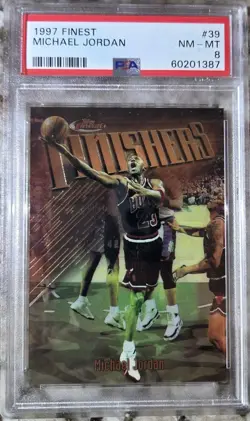 Michael Jordan 1997-98 Topps Finest Bronze Chicago Bulls PSA Near Mint 8 Graded - Image 1